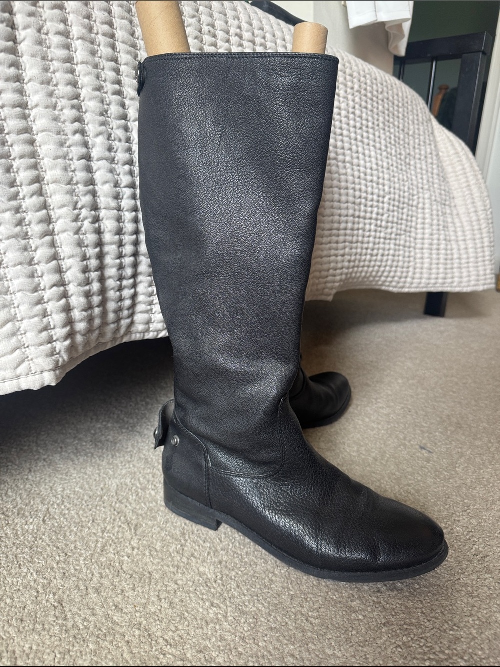 BCBGeneration Black Leather Knee-High Riding Boots
